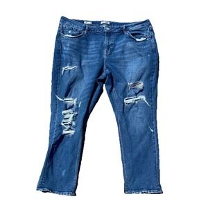 Vigoss Jean Womens Sz 22 Blue Thompson Tomboy Distressed Denim Stretch High Rise